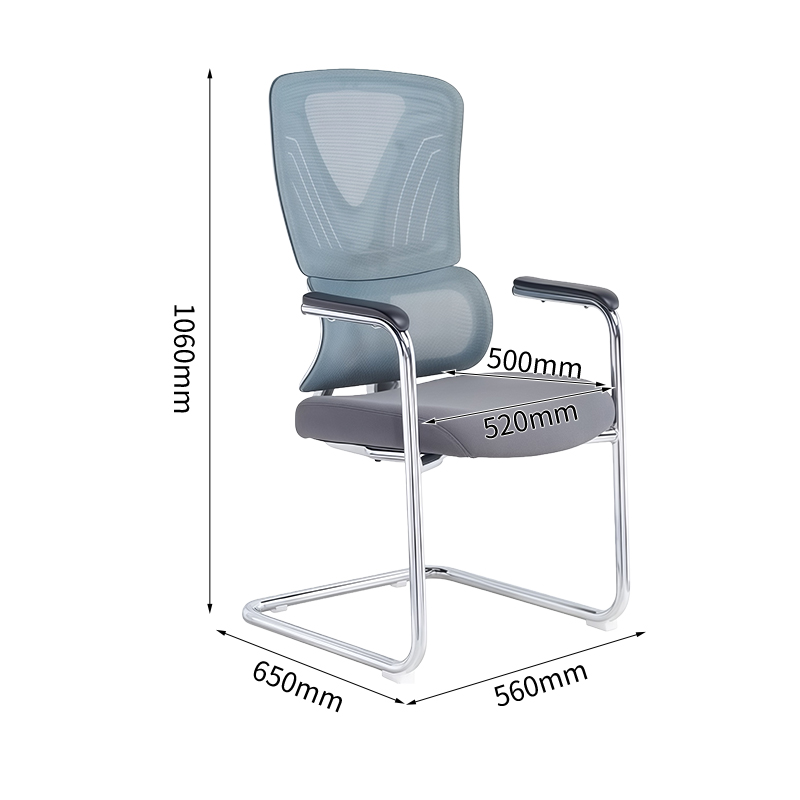 Blue-back, gray-frame cantilever chair 811D-1