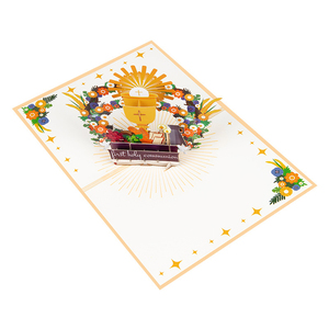 Ensemble de cartes de vœux 3D pop-up Croix de la Première <span class=keywords><strong>Communion</strong></span> pour Baby Shower - Cadeau <span class=keywords><strong>d</strong></span>'<span class=keywords><strong>invitation</strong></span> en papier artistique - Product Image 4