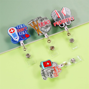 Cross-border medical staff acrylic phone badge/<b>ID</b> card <b>holder</b>, retractable IV drip bottle with glitter and easy-pull buckle - Product Image 4