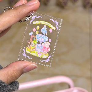 Porte-clés personnalisé en acrylique givré avec logo imprimé pour sacs - Product Image 1