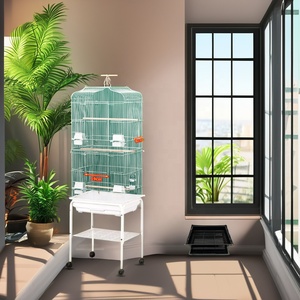 Cage à oiseaux robuste en fer avec roues mobiles, grande volière d'élevage <span class=keywords><strong>sur</strong></span> <span class=keywords><strong>pied</strong></span> pour perroquets, pigeons, ménagères, avec revêtement en poudre - Product Image 2