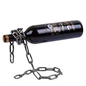 Eslabón de decoración mágica para botellas de <span class=keywords><strong>vino</strong></span>, estante de exhibición de botellas de whisky de <span class=keywords><strong>vino</strong></span> tinto flotante de Metal, cadena de cuerda, soporte para botellas de <span class=keywords><strong>vino</strong></span> - Product Image 1