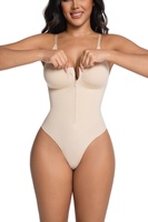 Body gainant amincissant pour femme, effet ventre plat, avec fermeture éclair, coupe string, col en V, pour sorties, Fajas