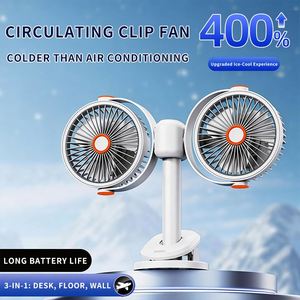 Portable Dual <b>Head</b> 5 Wind Speeds Lightweight Foldable Desk <b>Fan</b> with Timer Hanging Hook for Outdoor Camping Car Hotel - Product Image 5