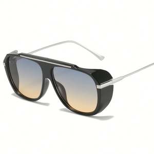 Lunettes de soleil vintage à monture large avec logo personnalisé, dégradées, en métal, style steampunk, pour hommes et femmes - Product Image 6