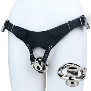 Cinturón de Castidad de Cuero PU FRRK para Jaula de Pene Metálica Invertida Plana, Candado para Pene, Juguetes Sexuales BDSM, Restricción Masculina, Accesorios Sexuales - Product Image 1