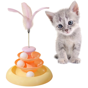 Nouvelle Tour de Jeu Interactif 3 Niveaux pour Chat 2025 avec Bâtonnet de Teaser et Plateau Tournant à Balle pour l'Auto-Jeu et l'Entraînement du Chat - Product Image 4