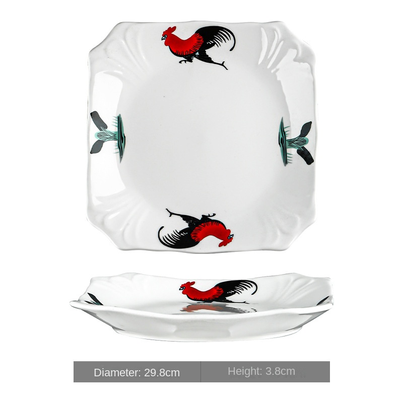 Coq 12 pouces Cut-off Magnolia plaque