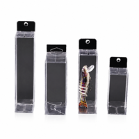 Boîtes d'emballage personnalisées en plastique PET transparent, fabriquées à partir de matériaux recyclés, avec trou de suspension gaufré et épaisseur personnalisée pour leurres de pêche