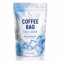 Sachet Doypack personnalisé pour café infusé à froid, design Icy Splash, mélange lisse, fournisseur d'emballages pour grains de café