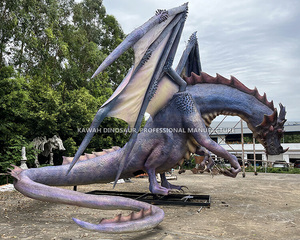 รูปปั้นมังกรยักษ์แบบสัมบูรณ์รูปปั้นมังกรไฟเบอร์กลาสเหมือนจริงตกแต่งสวนตามสั่ง - Product Image 3