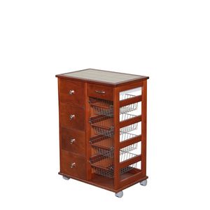Carrito Compacto de Haya de Alto Rendimiento MASLEGNO MAS380, Estilo de Madera Sólida, Espacios Elegantes, Ruedas de Plástico, Asas de Hierro, Plástico Cromado - Product Image 2