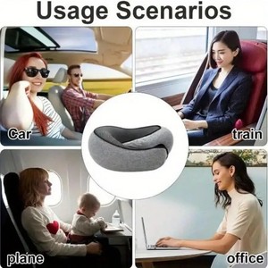 Oreiller de voyage en mousse à mémoire de forme en forme de U, 32 cm x 14 cm, lavable, imperméable, léger, soutien du cou pour les siestes en avion - Product Image 5