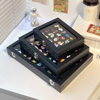 Cadre de rangement transparent anti-poussière pour badges, broches et médailles, présentoir en cuir PU pour collection de bijoux et médailles