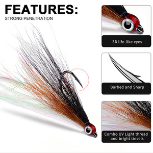 Hameçons à plumes avec yeux pour lier les plumes Crochets de <span class=keywords><strong>nymphe</strong></span> de mouche Hameçons à poisson 5 couleurs Engins de pêche à la mouche Pêche à la larve en gros - Product Image 4