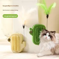 Moufles et rouleaux auto-grattants écologiques et durables en plastique, mignons et modernes pour chat, avec baguette d'exercice à clochette pour l'élimination des poils et l'entraînement