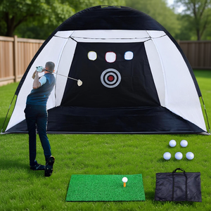 Filet d'entraînement de golf 10x7 pieds avec cible et entraîneur de swing pour entraînement à domicile, intérieur et extérieur, comprend tapis, balles, tee et sac de transport - Product Image 2