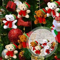 Nouveau porte-clés ours en peluche Mini ours en peluche de Noël avec chapeau et écharpe petits ours flous doux pour arbre de Noël