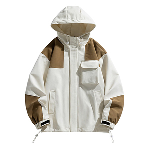 Diskon besar-besaran pabrik OEM jaket lari Logo print ritsleting pria poliester jaket bertudung kerah tiruan tahan angin fungsional - Product Image 1