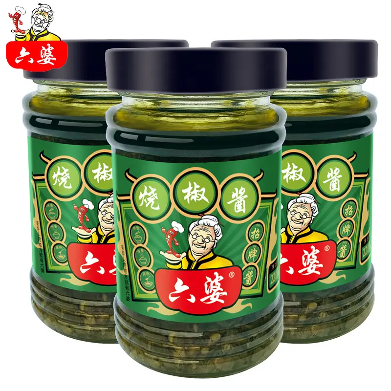 Liupo חריף בישול שמן חם ירוק פלפל רוטב אטריות רוטב 220g