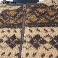 Veste polaire à capuche imprimée motif ethnique, entièrement zippée, en molleton Sherpa, chaude, pour l'hiver, style streetwear, coupe oversize, décontractée