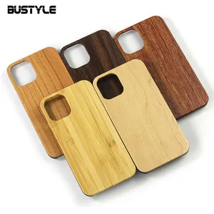 TPU PC Hard Back Cover Laser Designs Logo Bamboo Wooden Case For iPhone 13 12 Pro Max Smartphone Casing Case Wood Phone Case