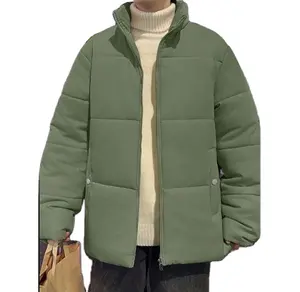 新款到货定制男士保暖定制标志绿色冬季泡芙外套户外男士泡泡泡芙夹克