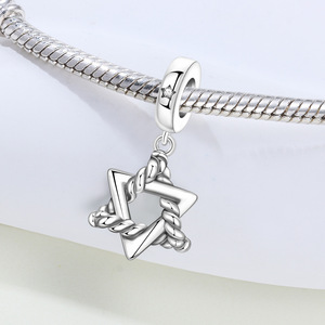 Colgante de estrella de seis puntas de cobre blanco, joyería de pulsera DIY de alta gama, accesorio para niñas - Product Image 2