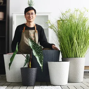 Vasos de jardim Plantadores Outdoor Grande Plastic Home Decor Sala Verde Plantas Plantador Redonda Resina Modern Flower Pot