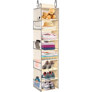 Hanging <b>Shoe</b> Organizer 8-Shelf With Side Pockets For Closet <b>Storage</b> Behind Door Wall Mount Fabric Non Woven 33x15x85cm - Product Image 1