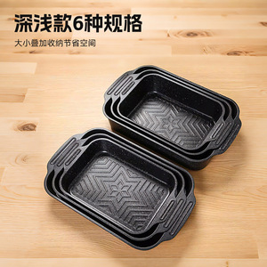 Double Eared Grilled Fish Plate Rectangular Non Stick Multifunctional For Indoor Outdoor Barbecue Induction Cooker Use - Product Image 3