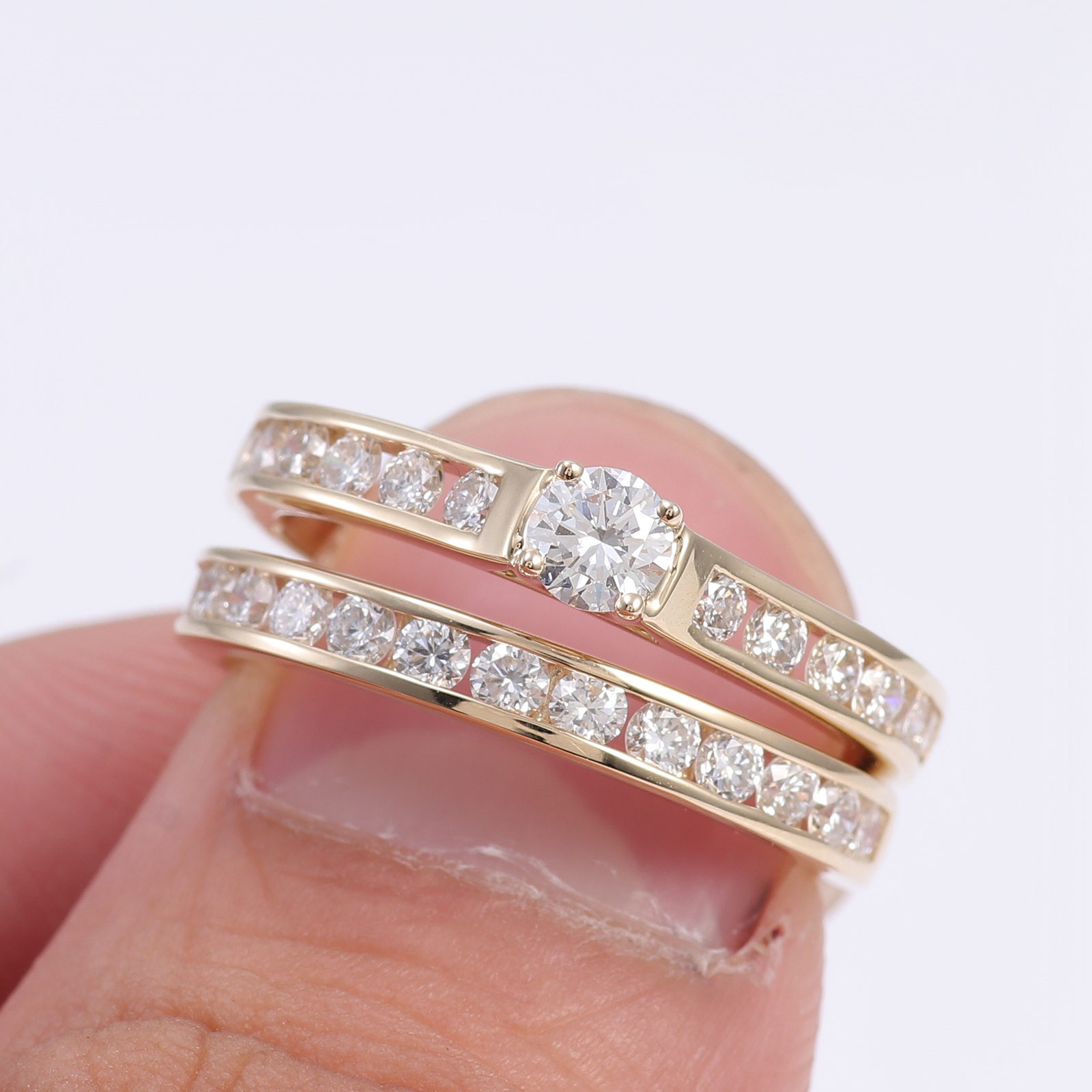 Ensemble de bagues en diamant de laboratoire en or 10 carats