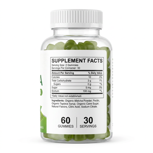Gummies au matcha OEM, complément alimentaire végétalien antioxydant, gummies au thé vert délicieux et moelleux, 60 unités - Product Image 2