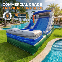 Toboggan aquatique gonflable double piste de qualité commerciale, thème tropical, en PVC 0,55 mm certifié EN14960, pour location, thème arbre, garantie 3 ans