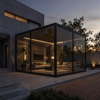 Véranda haut de gamme en alliage d'aluminium 4 saisons avec portes coulissantes en verre pour espace de vie extérieur, villa, patio