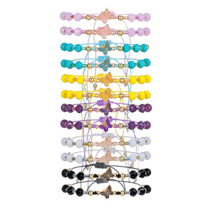 Fashion Beaded <b>Bracelet</b> Set Colorful <b>Crystal</b> Alloy Butterfly Unisex Jewelry Gift Yiwu Origin - Product Image 5