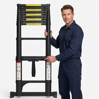 Échelle télescopique en aluminium, légère, multifonctionnelle, pliable, avec 2 stabilisateurs triangulaires, robuste, capacité de charge de 300 lb