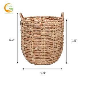 Cesta de almacenamiento de jacinto de agua tejida a mano con asas para ropa en el dormitorio, sala de estar, lavandería, entrada, precio barato - Product Image 4