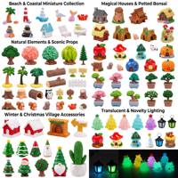 Miniatures de cerisiers en fleurs, d'érables d'automne et de pin en résine, petits arbres forestiers pour jardin, bonsaï, paysage, maison de poupée, artisanat DIY