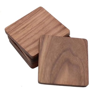 USA Warehouse Stackable Bamboo Wood Drink Coasters Coaster Sets with Walnut Cup Base for <b>Bar</b> Tea Beer Coffee <b>Mats</b> & Pads - Product Image 1
