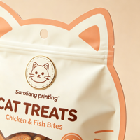 Sac d'emballage pour aliments pour animaux de compagnie en aluminium imprimé en gravure personnalisée, pochette de forme spéciale avec fermeture éclair pour les friandises pour chiens et chats