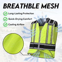 Gilet de sécurité haute visibilité réfléchissant en maille imperméable à 4 points de rupture, classe 2, ANSI ISEA 107 2015, fermeture éclair, travaux routiers