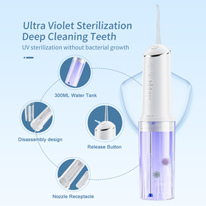 Flosser de agua dental avanzado con luz UV Tanque de agua inalámbrico y portátil <span class=keywords><strong>Irrigador</strong></span> oral de 300 ml para dientes y encías saludables - Product Image 4