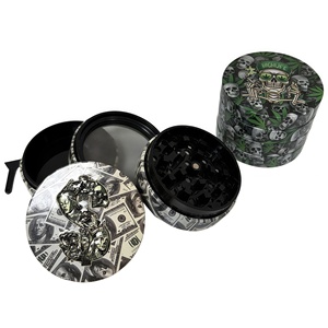 <b>Herb</b> <b>Grinder</b> 63mm Round Zinc Alloy Magnetic Lid Dry <b>Herb</b> <b>Grinder</b> with Full Printed Art Design for Smoking Accessories - Product Image 2