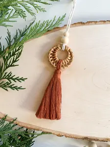 Rattan <b>Ornament</b> With Tassel Handmade Christmas <b>Ornament</b> Boho Decorative Items Best for Xmas Home Decor - Product Image 3