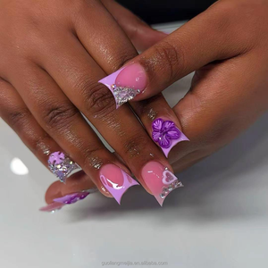 <span class=keywords><strong>Uñas</strong></span> postizas de pato de marca privada, hechas a mano, de cobertura completa, acrílicas, con punta ancha acampanada para pedicura de fiesta en la playa de <span class=keywords><strong>verano</strong></span> - Product Image 5
