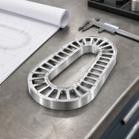 Piste de course en acier inoxydable usinée sur mesure par CNC avec fentes ouvertes pour pièces de cadre de stator de machines OEM, finition brossée