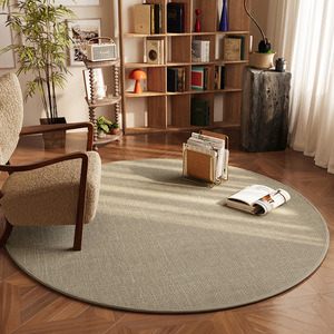 Alfombra Redonda de Lino Sintético Color Avena, Antideslizante, Tejida a Máquina, para Sala de Estar, Estudio, Cojín para Silla - Product Image 3