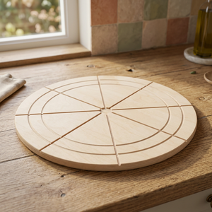 DEMOLLI Multilayer <b>Wood</b> Chopping <b>Block</b> 30cm Round Pizza 8 Portions Eco-Friendly Customizable Multiuse Kitchen Use Made Italy - Product Image 3