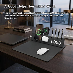 <span class=keywords><strong>Tapis</strong></span> de bureau en cuir PU avec logo personnalisé et porte-stylo, <span class=keywords><strong>chargeur</strong></span> sans fil magnétique portable, <span class=keywords><strong>tapis</strong></span> de souris pour téléphone, écouteurs, montre - Product Image 2